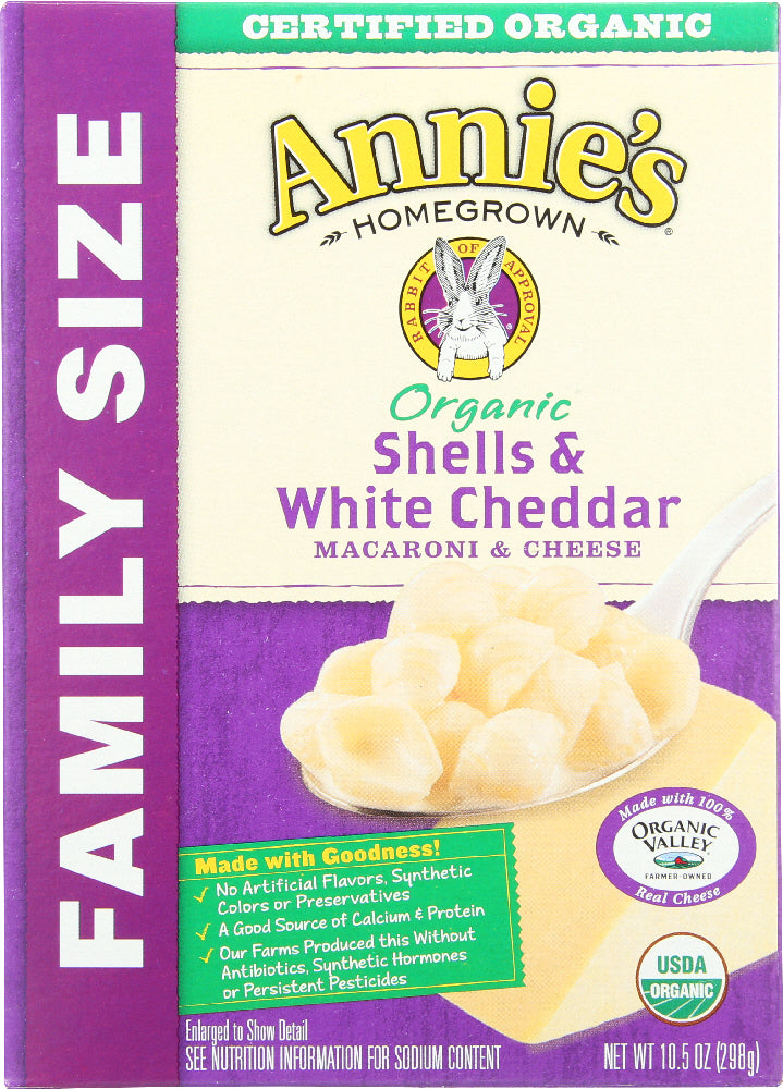 ANNIES HOMEGROWN: Mac and Cheese Shell White Cheddar Family Size, 10.5 oz