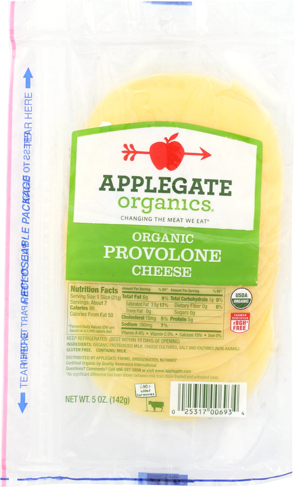 APPLEGATE: Organic Provolone Cheese Sliced, 5 oz