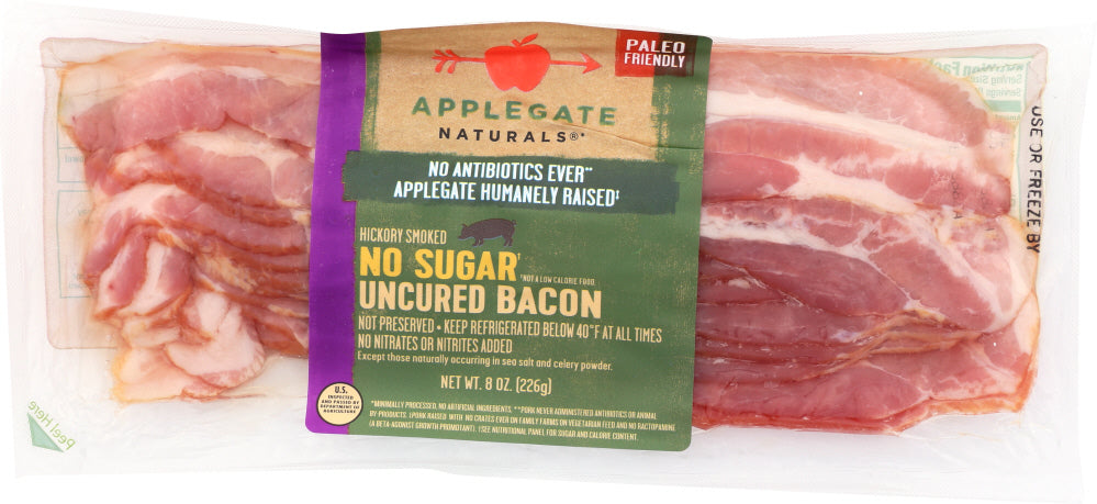 APPLEGATE: No Sugar Uncured Bacon, 8 oz