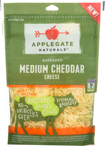 APPLEGATE: Shredded Medium Cheddar Cheese, 6 oz