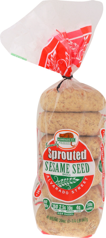 ALVARADO STREET BAKERY: Sprouted Sesame Seed Bagels Organic, 20 oz