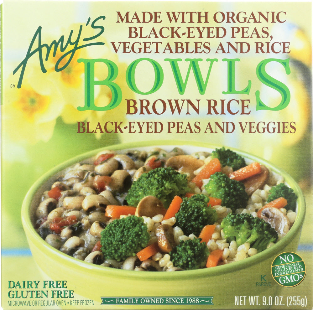 AMY'S: Brown Rice Black-Eyed Peas & Veggies Bowl, 9 oz
