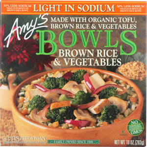 AMY'S: Brown Rice & Vegetables Bowl Light in Sodium, 10 oz