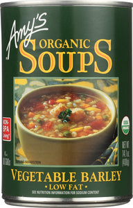 AMY'S: Organic Soup Low Fat Vegetable Barley, 14.1 oz