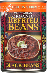 AMYS: Bean Refried Light In Sodium Black Gluten Free, 15.4 oz