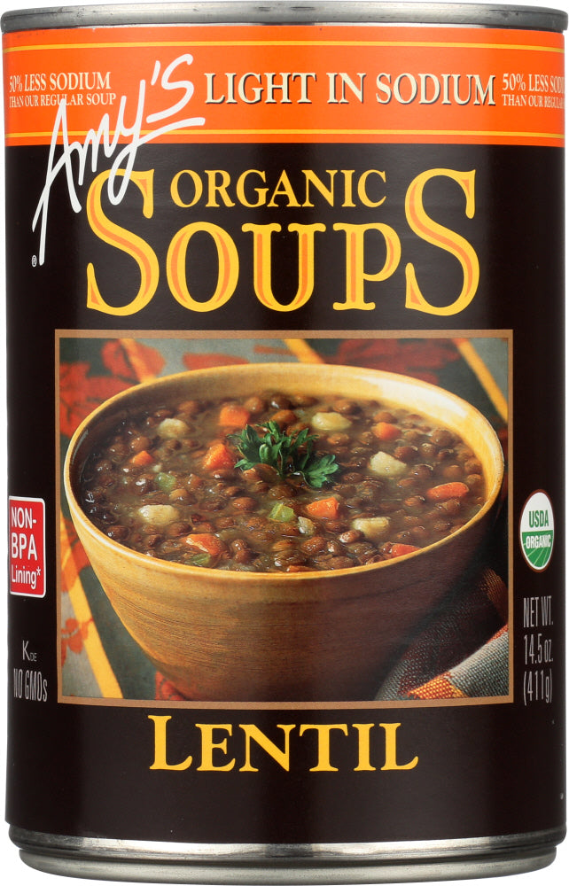 AMY'S: Organic Soup Lentil Light In Sodium, 14.5 oz