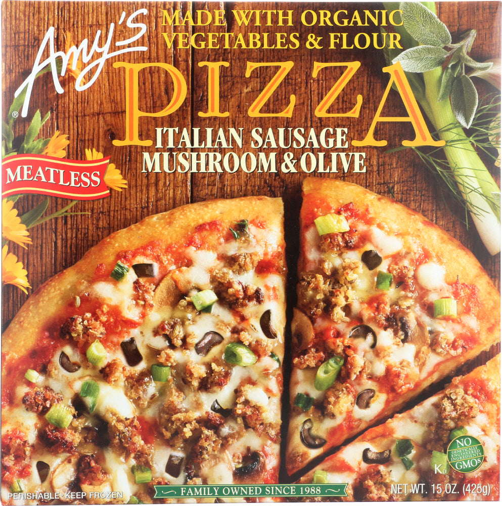 AMY'S: Italian Sausage, Mushroom & Olive Pizza, 15 oz