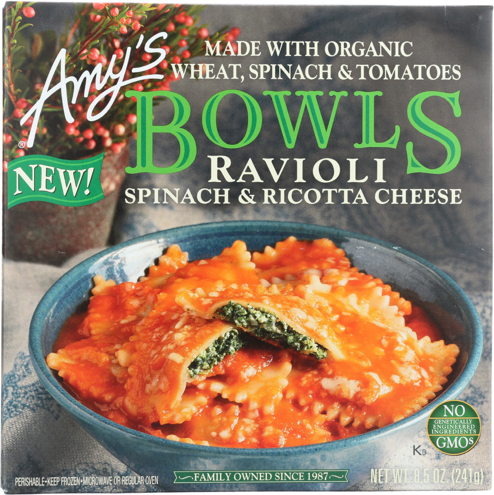 AMYS: Spinach and Ricotta Cheese Ravioli Bowl, 8.5 oz