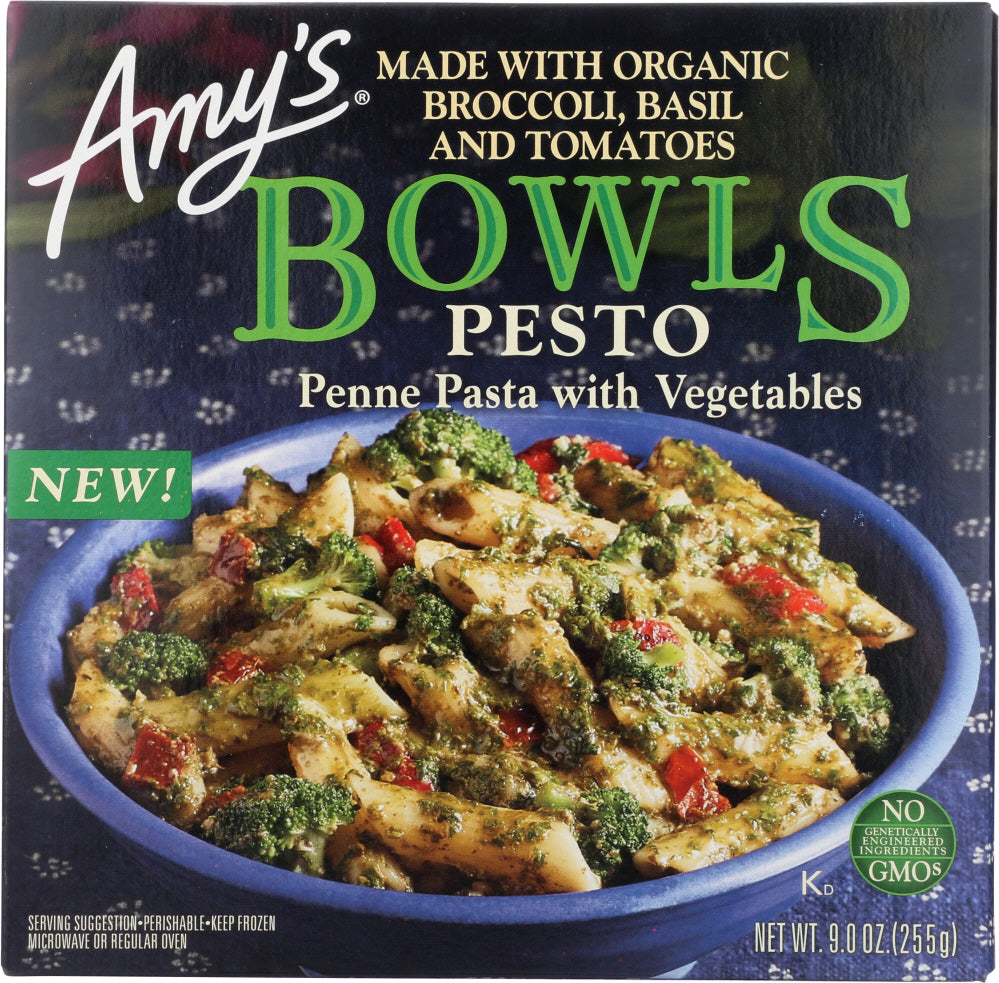 AMYS: Pesto Penne Pasta with Vegetables Bowl, 9 oz