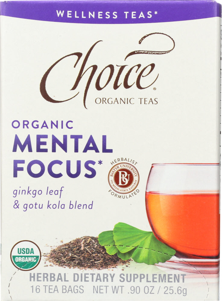 CHOICE ORGANIC TEAS: Organic Mental Focus Wellness Tea 16 Tea Bags, 0.90 oz