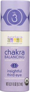 AURA CACIA Organic Insightful Third Eye Chakra Balancing Roll On, 0.31 oz