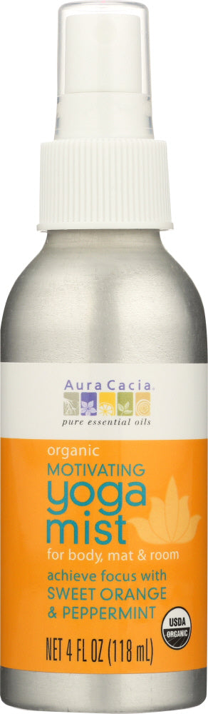 AURA CACIA: Organic Motivating Yoga Mist Sweet Orange & Peppermint, 4 oz