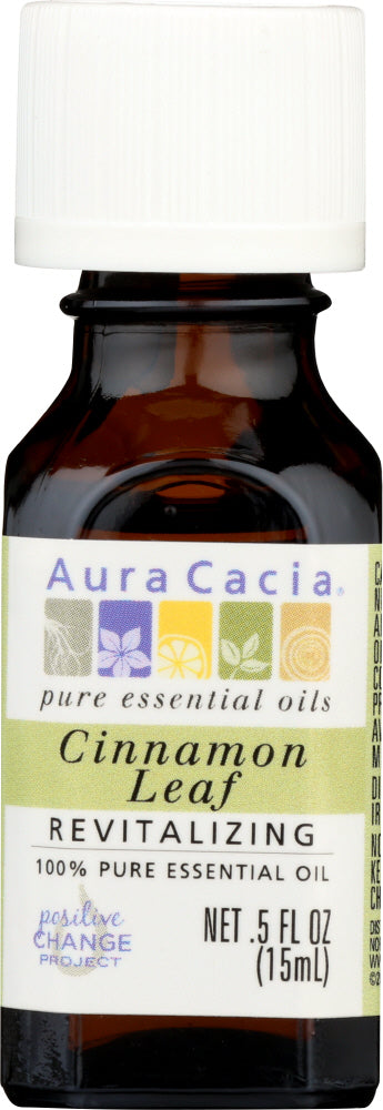 AURA CACIA: 100% Pure Essential Oil Cinnamon Leaf, 0.5 Oz