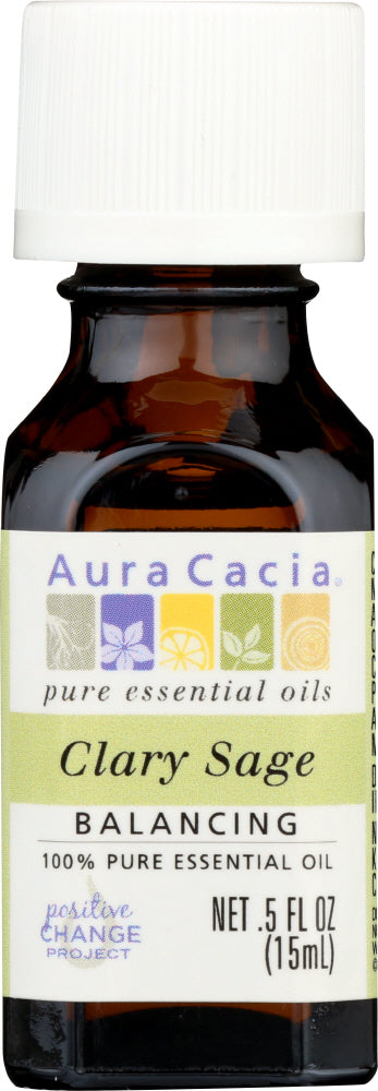 AURA CACIA: Essential Oil Clary Sage, 0.5 Oz