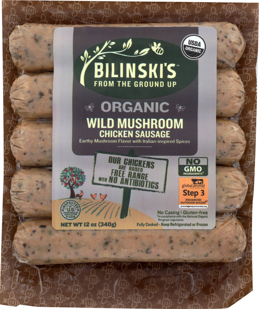 BILINSKIS: Organic Wild Mushroom Chicken Sausage, 12 oz