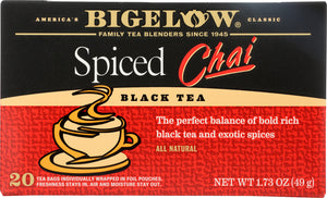 BIGELOW: Spiced Chai Black Tea 20 Tea Bags, 1.73 oz