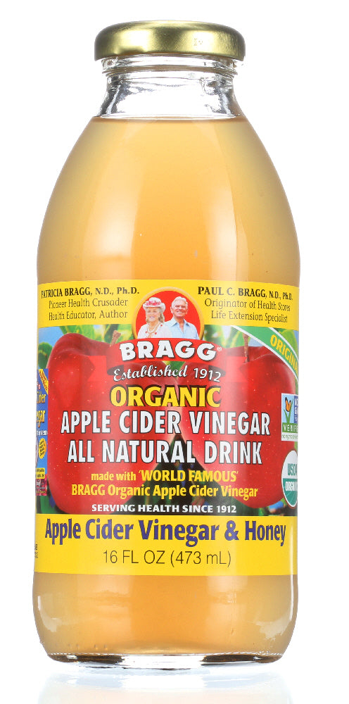 BRAGG: Organic Apple Cider Vinegar and Honey All Natural Drink , 16 oz