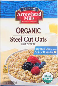 ARROWHEAD MILLS: Organic Steel Cut Oats Hot Cereal, 24 oz