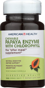 AMERICAN HEALTH: Papaya Enzyme with Chlorophyll Chewable, 100 Tablets