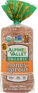 ALPINE VALLEY: Bread Sprouted Honey Wheat with Flaxseed, 18 oz