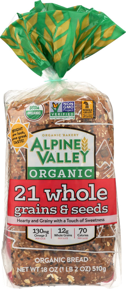 ALPINE VALLEY: Organic Bread 21 Whole Grains, 18 oz