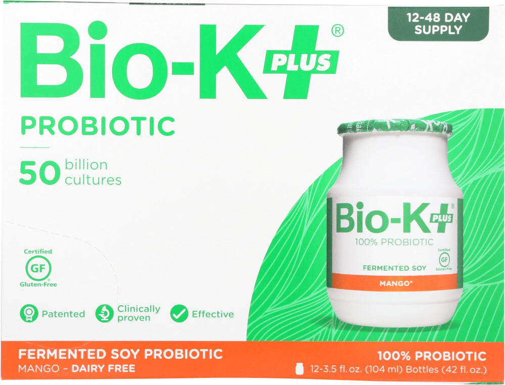 BIO K PLUS: Fermented Soy Probiotic Mango 12 Pack, 42 oz