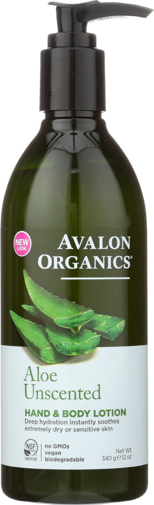 AVALON ORGANICS: Hand & Body Lotion Aloe Unscented, 12 Oz