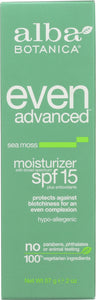 ALBA BOTANICA: Even Advanced Moisturizer SPF 15 Sea Moss, 2 oz
