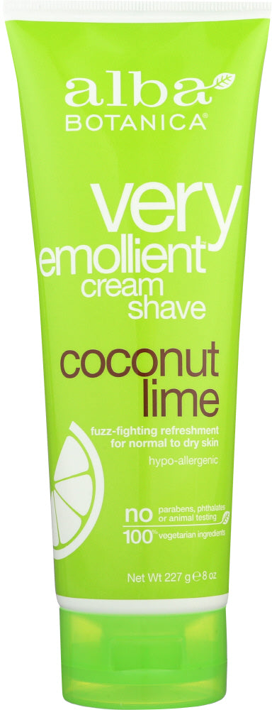 ALBA BOTANICA: Very Emollient Cream Shave Coconut Lime, 8 oz