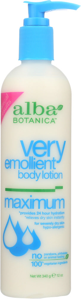 ALBA BOTANICA: Very Emollient Body Lotion Maximum Dry Skin Formula, 12 oz