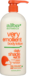 ALBA BOTANICA: Very Emollient Body Lotion Daily Shade SPF 15, 32 oz