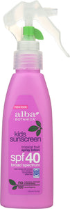 ALBA BOTANICA: Very Emollient Sunscreen Kids Spray SPF 40, 4 oz