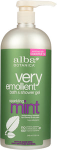 ALBA BOTANICA: Very Emollient Bath & Shower Gel Sparkling Mint, 32 oz