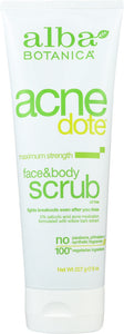 ALBA BOTANICA: Natural Acne Dote Face & Body Scrub Oil-Free, 8 oz