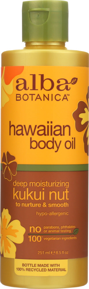 ALBA BOTANICA: Hawaiian Body Oil Kukui Nut, 8.5 oz