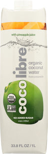 COCO LIBRE: Pure Organic Coconut Water with Pineapple, 33.8 oz