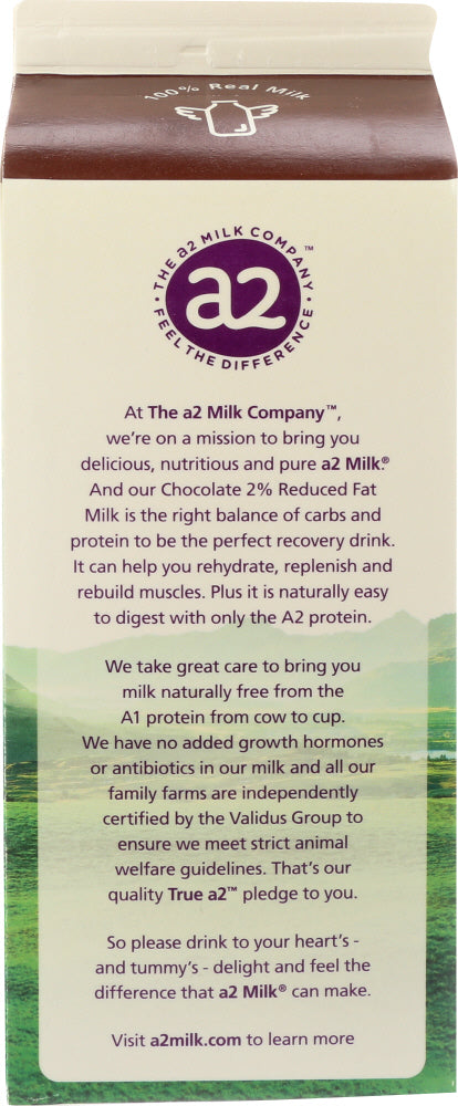 A2 MILK: Chocolate 2% Reduced Fat Milk, 59 fl oz