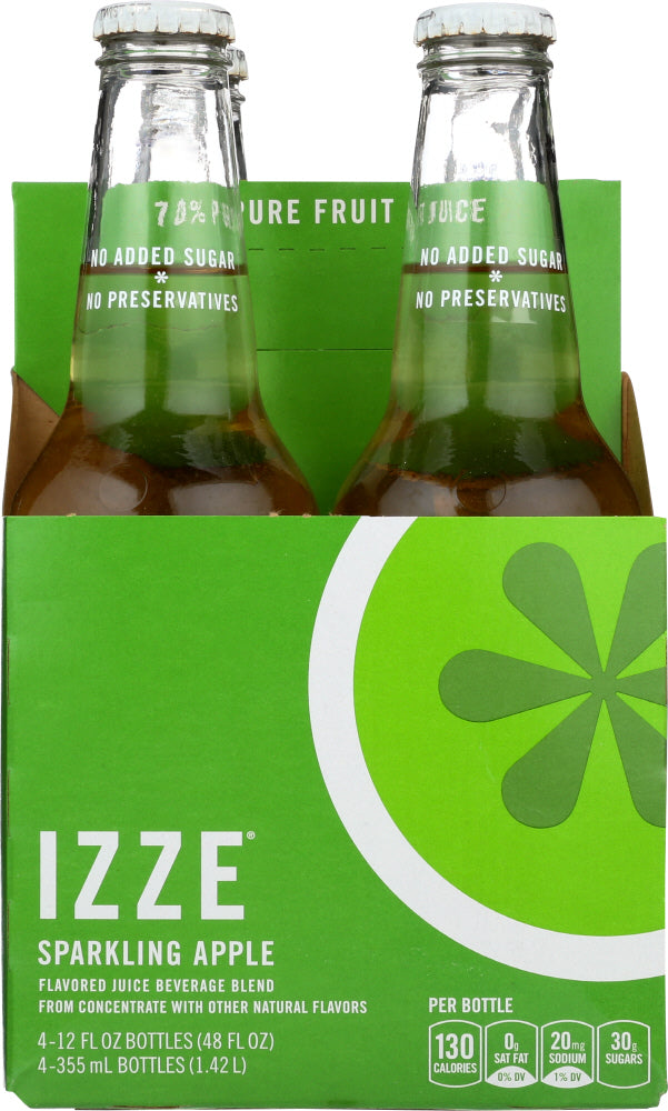 IZZE: Sparkling Apple Flavored Juice Beverage 4 Count, 48 oz