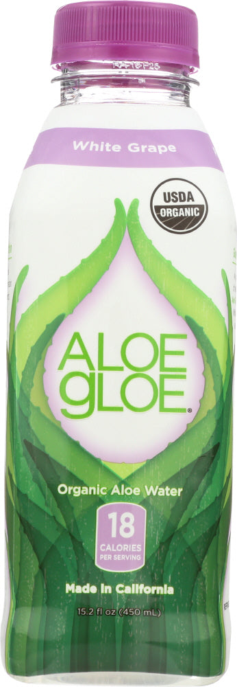 ALOE GLOE: Organic Aloe Water White Grape, 15.2 oz