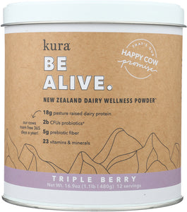 KURA NUTRITION: Protein Powder Dairy Wellness Triple Berry, 16.9 oz