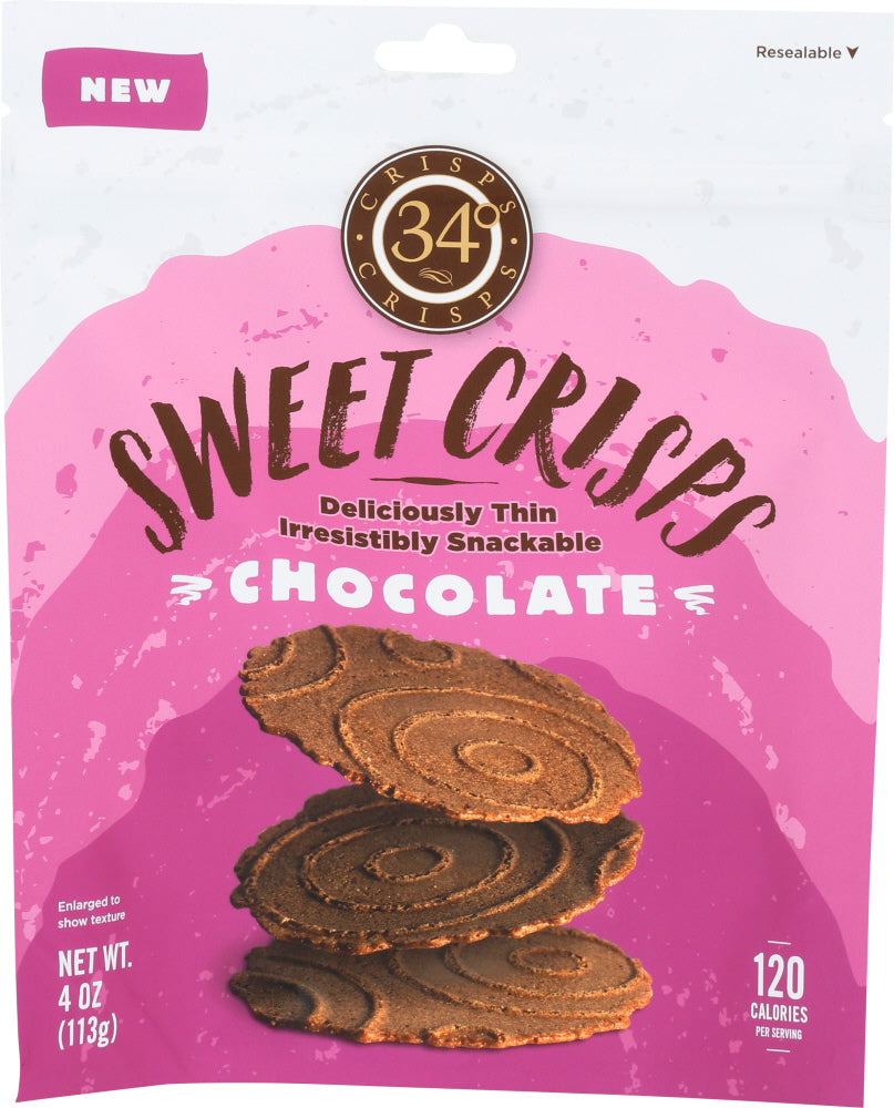 34 DEGREES: Crisps Chocolate Bag, 4 oz