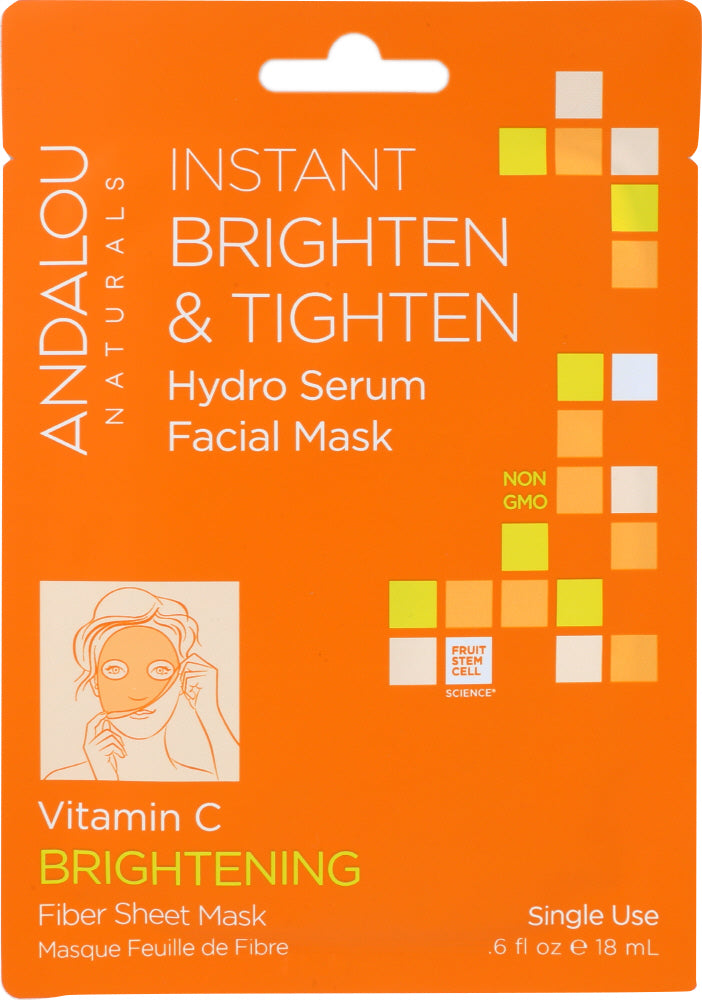 ANDALOU NATURALS: Instant Brighten & Tighten Hydro Serum Facial Mask Brightening, 0.6 oz