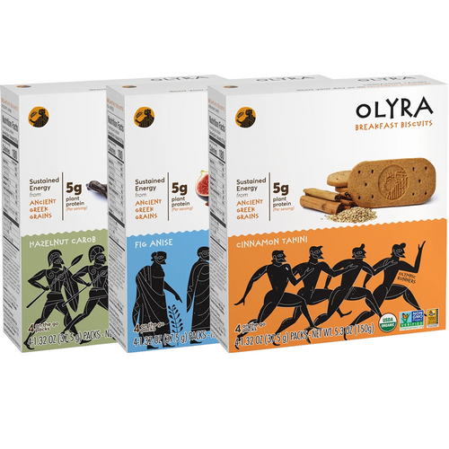 Olyra: Organic Breakfast Biscuits - USDA Organic - Non-GMO - All Natural Ingredients - Made With Ancient Greek Whole Grains - Sustain Energy Levels - (6 Box Pack)