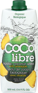 COCO LIBRE: Pure Organic Coconut Water w/ Pineapple, 16.9 oz