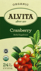 ALVITA: Organic Herbal Tea Cranberry, 24 Tea Bags