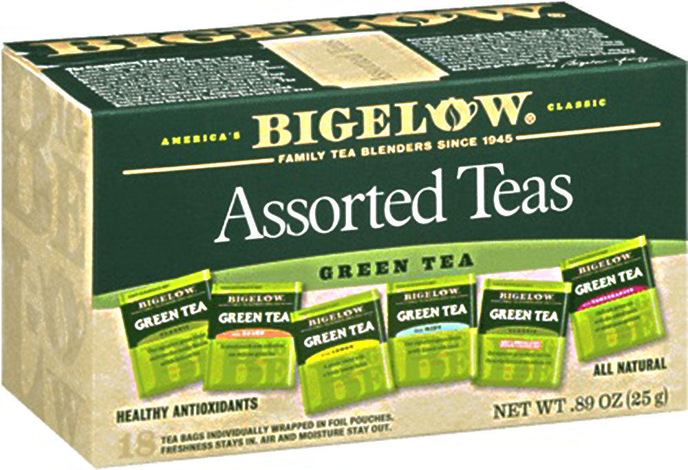 BIGELOW: Assorted Green Teas Individual Fresh Pack 18 Tea Bags, 0.89 oz