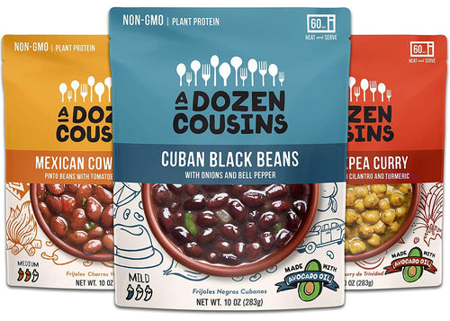 A Dozen Cousins - Ready to Eat, Vegan and Non-GMO Seasoned Beans Made with Avocado Oil - Variety Pack, 10 Ounce (Pack of 6)