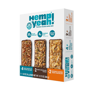 Manitoba Harvest Hemp Yeah! Bars Variety Pack (8 Bars), 10g Plant Protein, Grain Free, Gluten Free, 6g Omegas 3&6