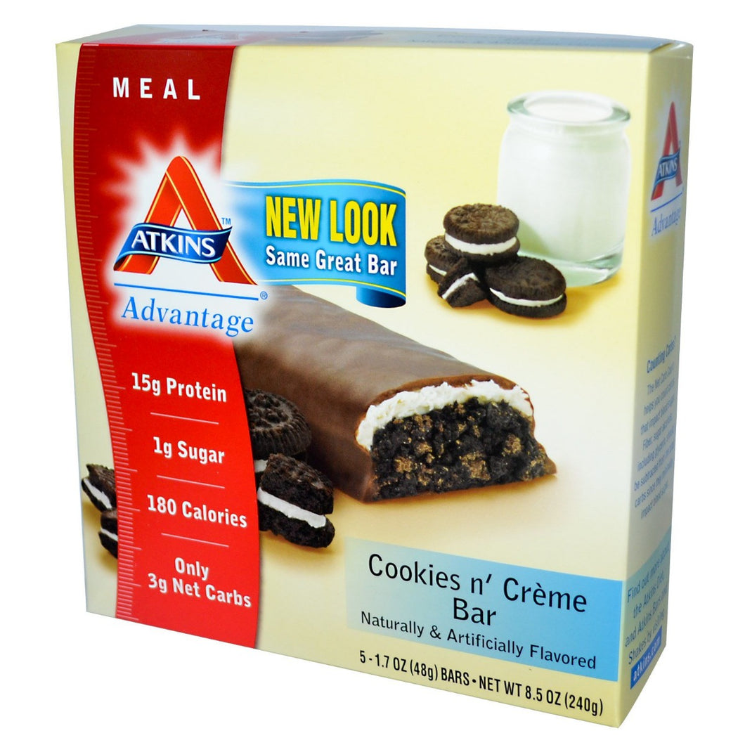 ATKINS: Meal Bar Cookies n' Creme  (5x1.7oz bars), 8.5 oz