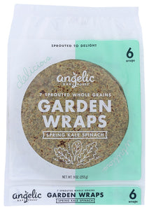 ANGELIC BAKEHOUSE: 7 Sprouted Whole Grains Garden Wraps Spring Kale Spinach, 9 oz